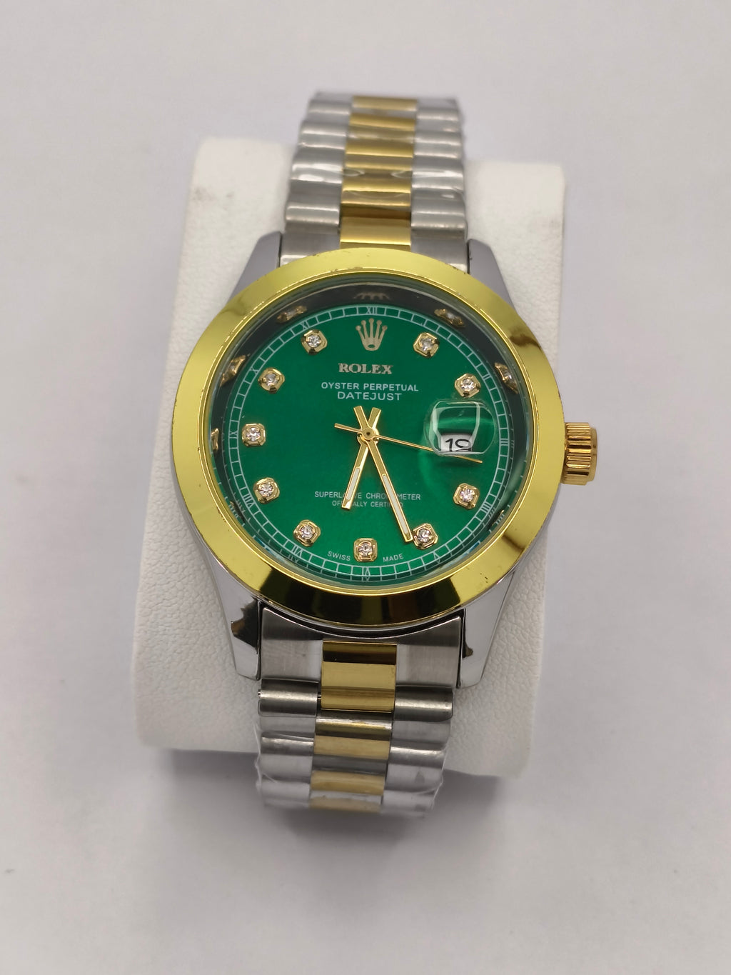 Rolex Golden Silver With Green Dial SEMI AUTO