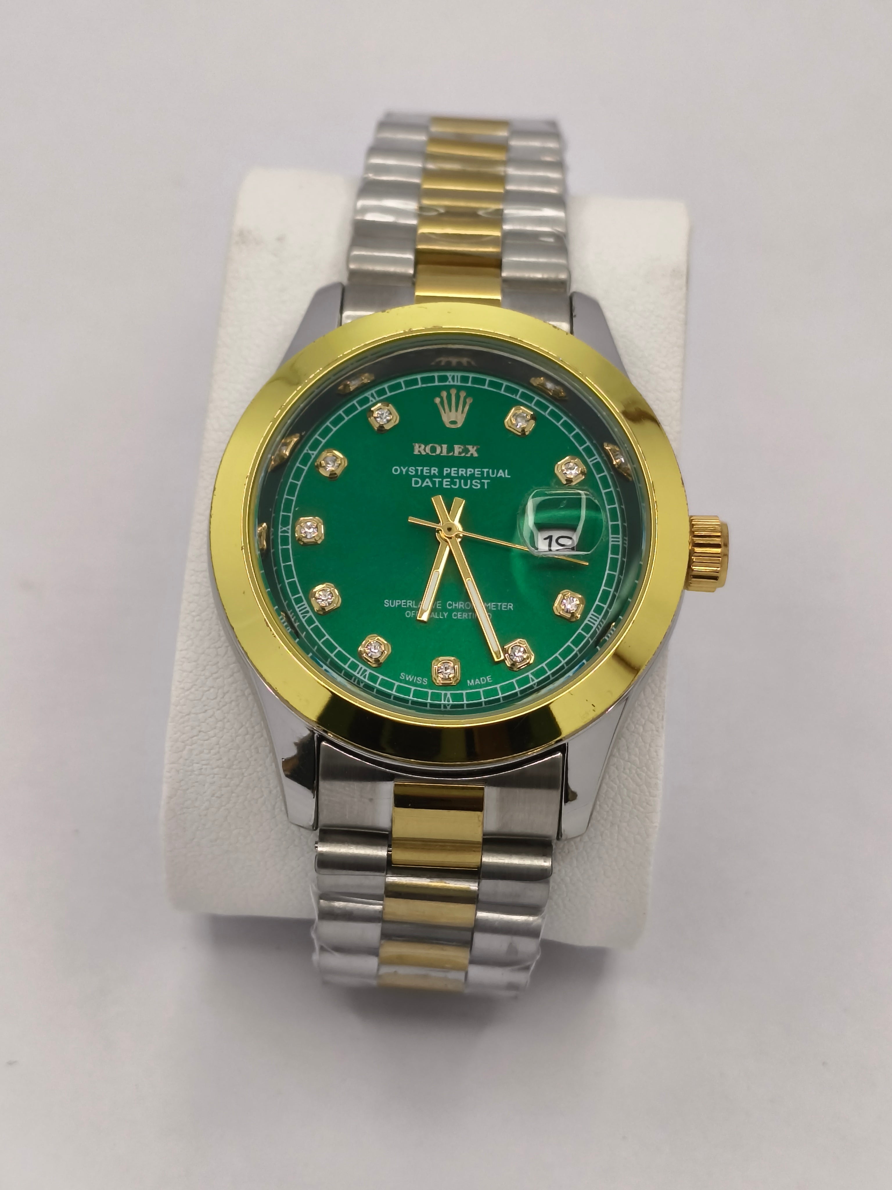 Rolex Golden Silver With Green Dial SEMI AUTO