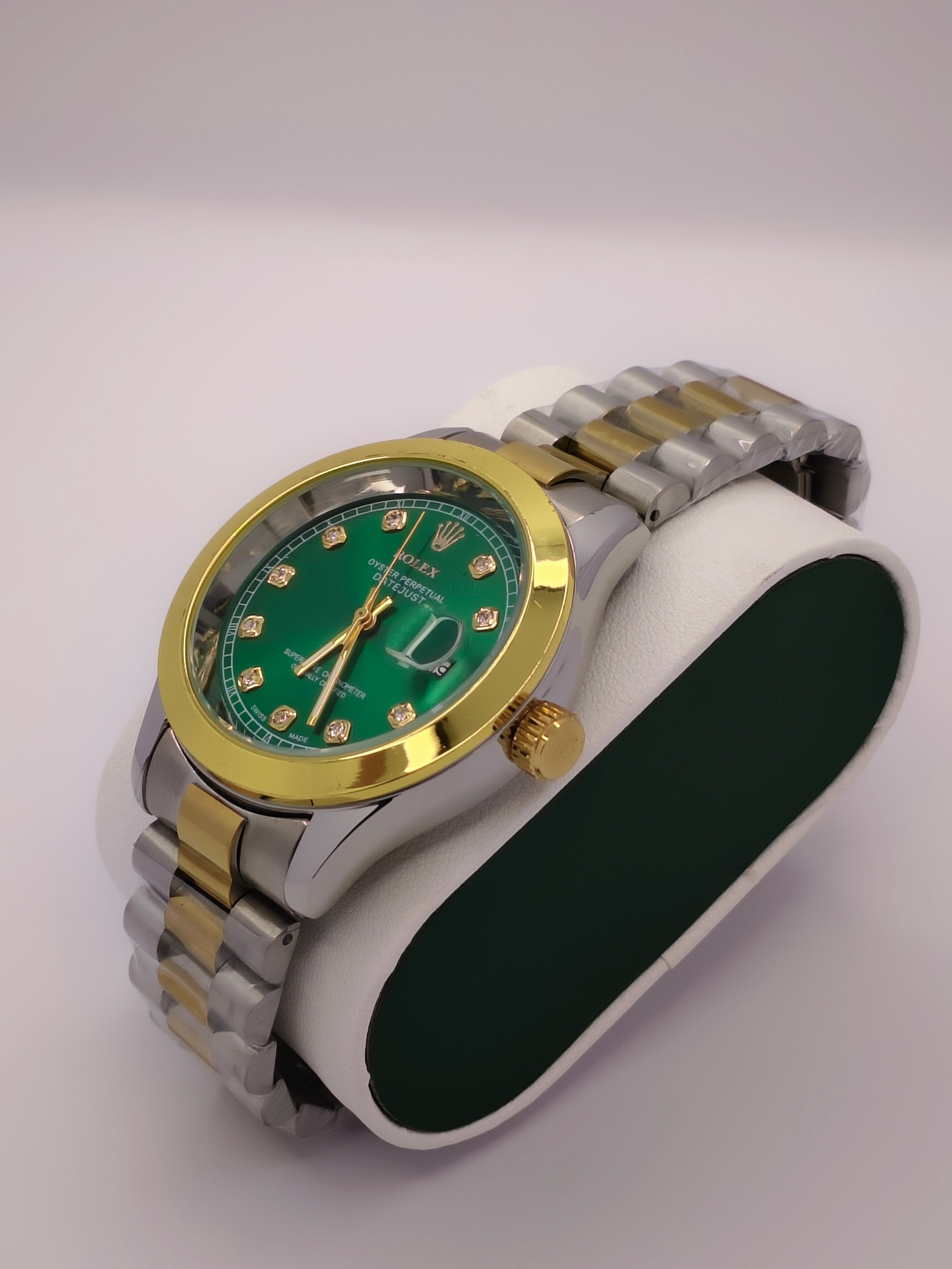 Rolex Golden Silver With Green Dial SEMI AUTO