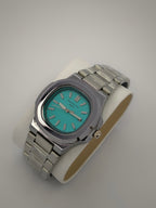 Patek Philippe Nautilus Silver Watch with Tiffany Blue Dial & Date Adjust