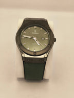 TIMAS Classic Quartz Wristwatch – Green Dial with Leather Strap