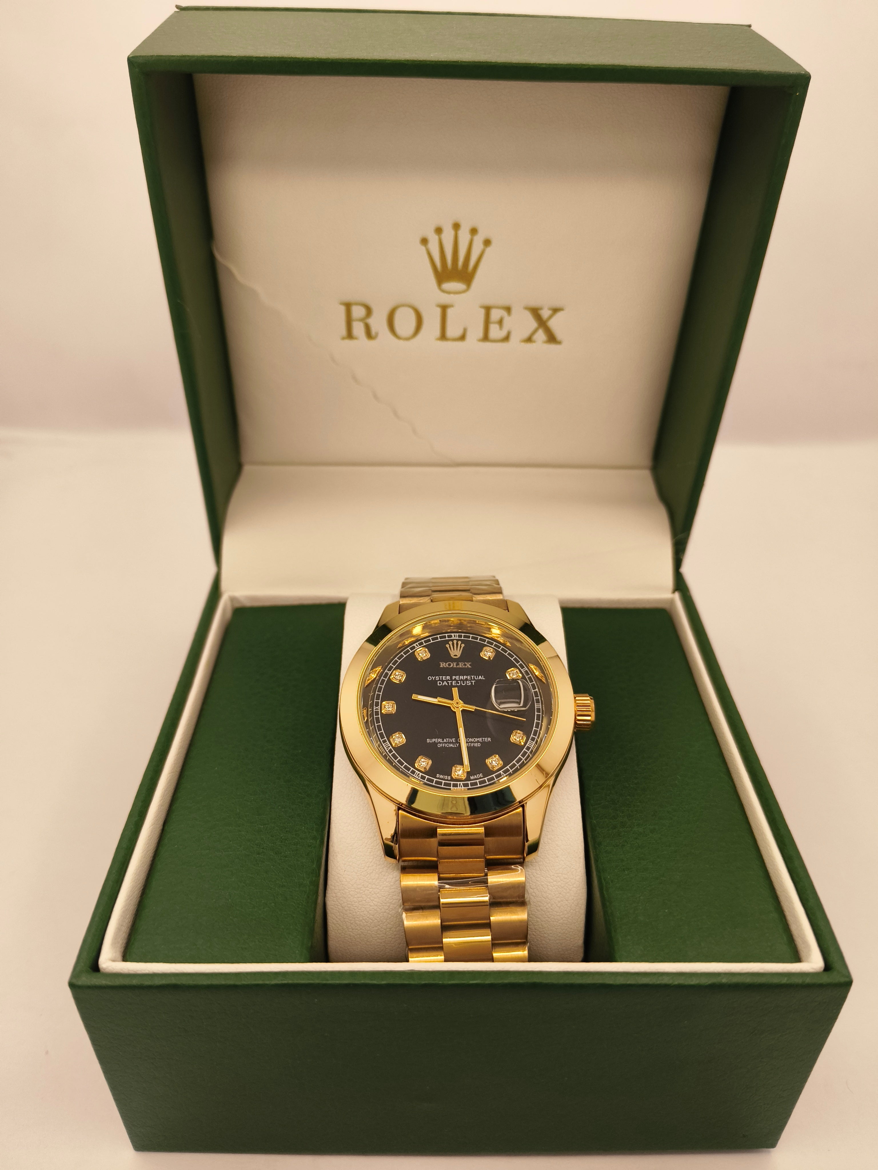 Rolex Gold with Black Dail SEMI AUTO WATCH