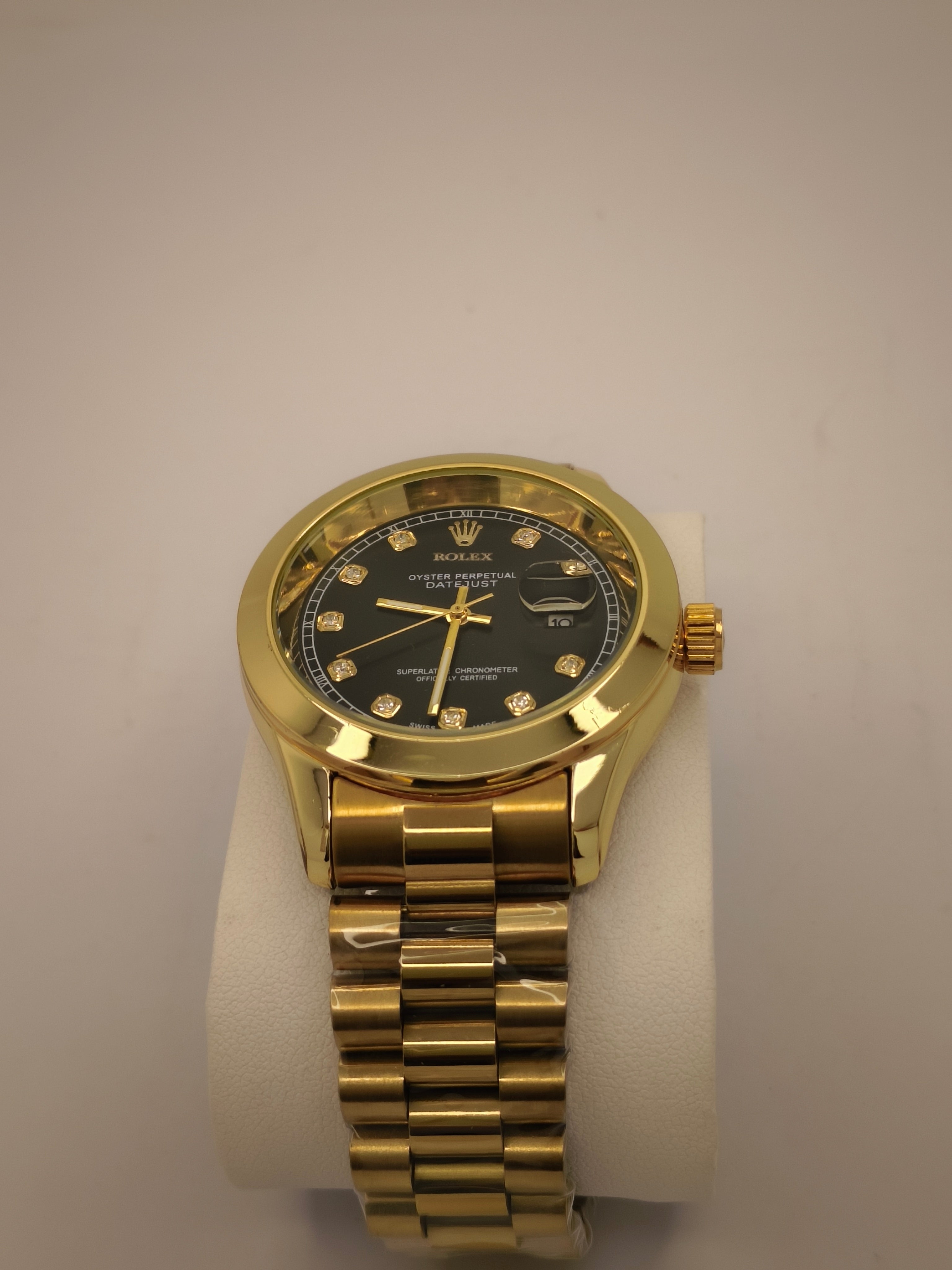 Rolex Gold with Black Dail SEMI AUTO WATCH