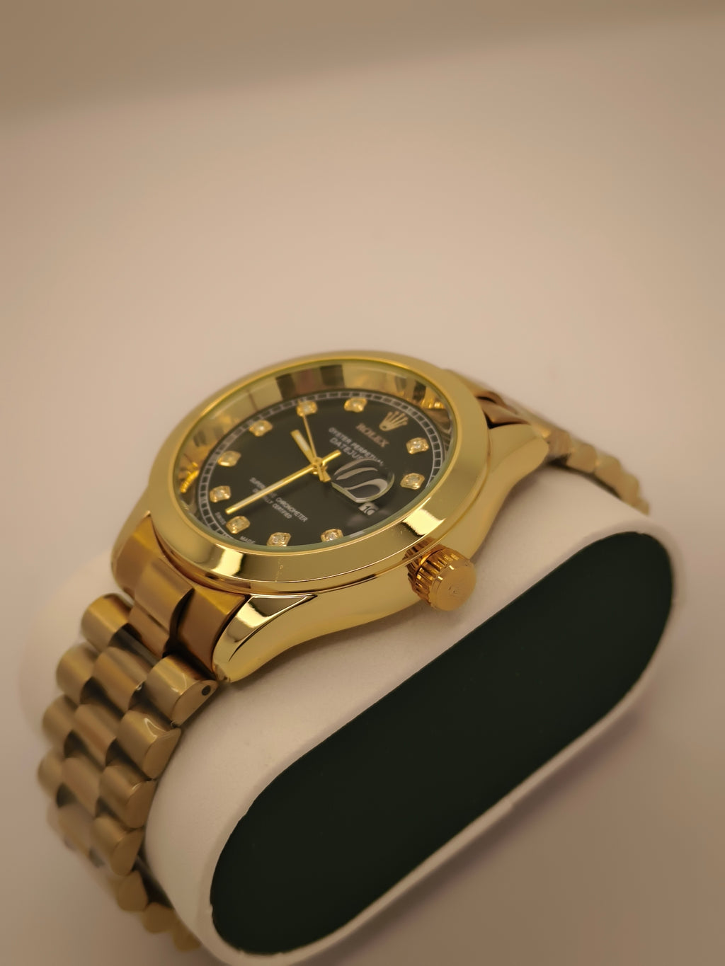 Rolex Gold with Black Dail SEMI AUTO WATCH