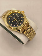 Rolex Gold with Black Dail SEMI AUTO WATCH