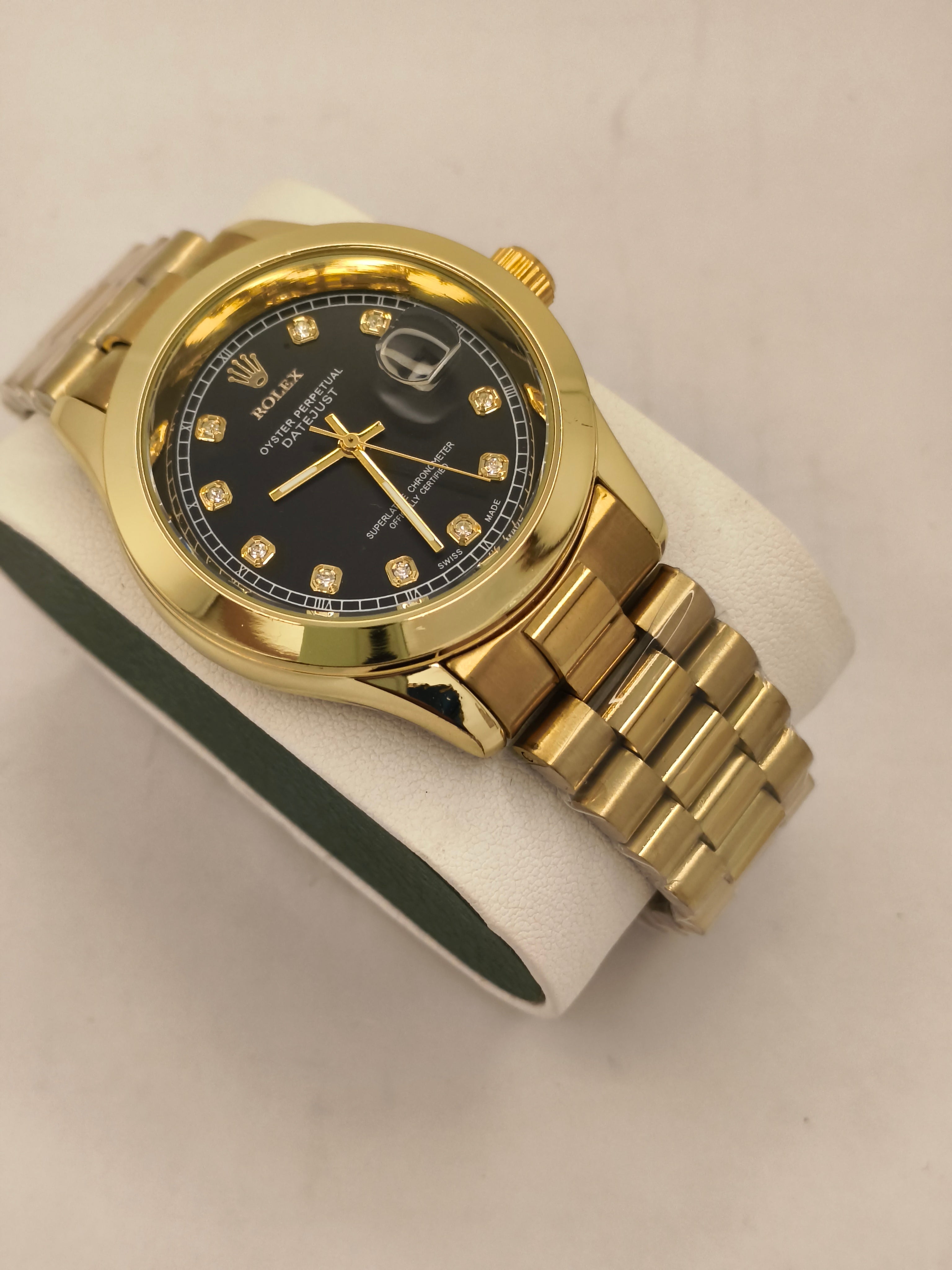 Rolex Gold with Black Dail SEMI AUTO WATCH