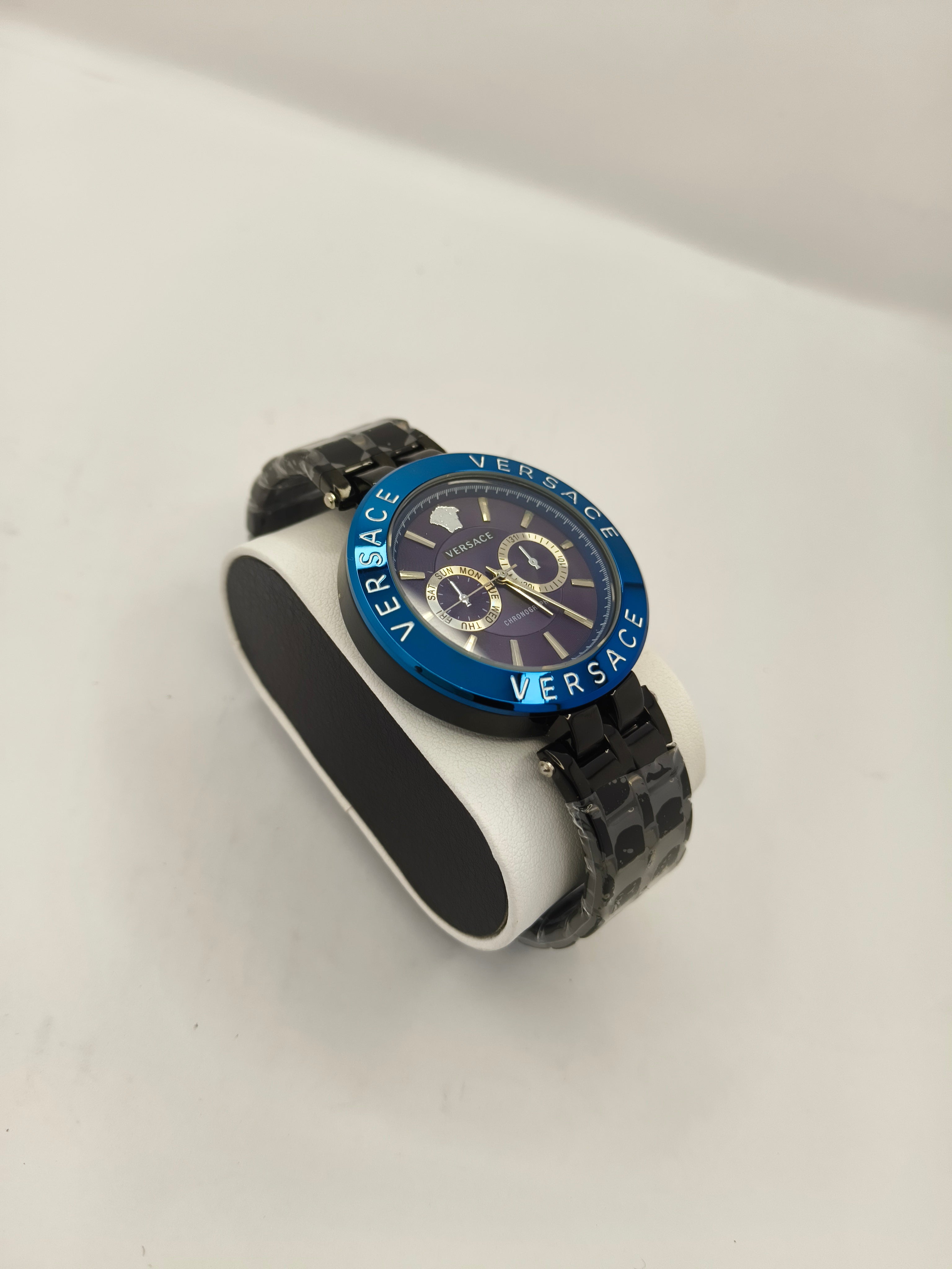 Versace Chronograph Blue Bezel Men’s Watch