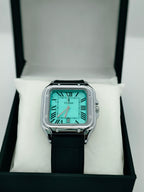 Timas Classic Square Dial Watch – Elegant Turquoise Edition
