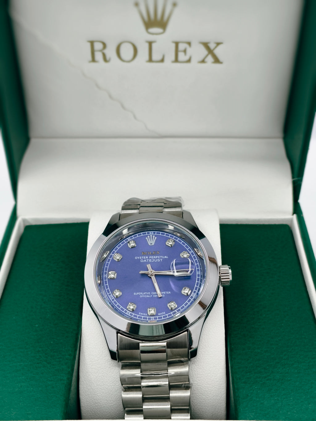 Rolex Silver with Blue Dial SEMI AUTOMATIC