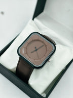 TOMI Square Dial Leather Strap Watch