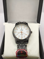 Crystal Time Quartz Men’s Watch – Silver Dial Elegance