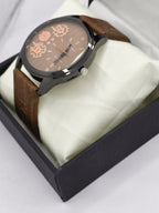 Tomi Face Gear Quartz Watch – Brown Leather Strap