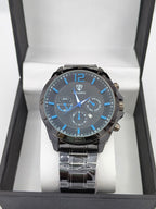 D’FARNO Men’s Black &amp; Blue Chronograph Quartz Watch