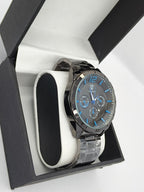 D’FARNO Men’s Black &amp; Blue Chronograph Quartz Watch