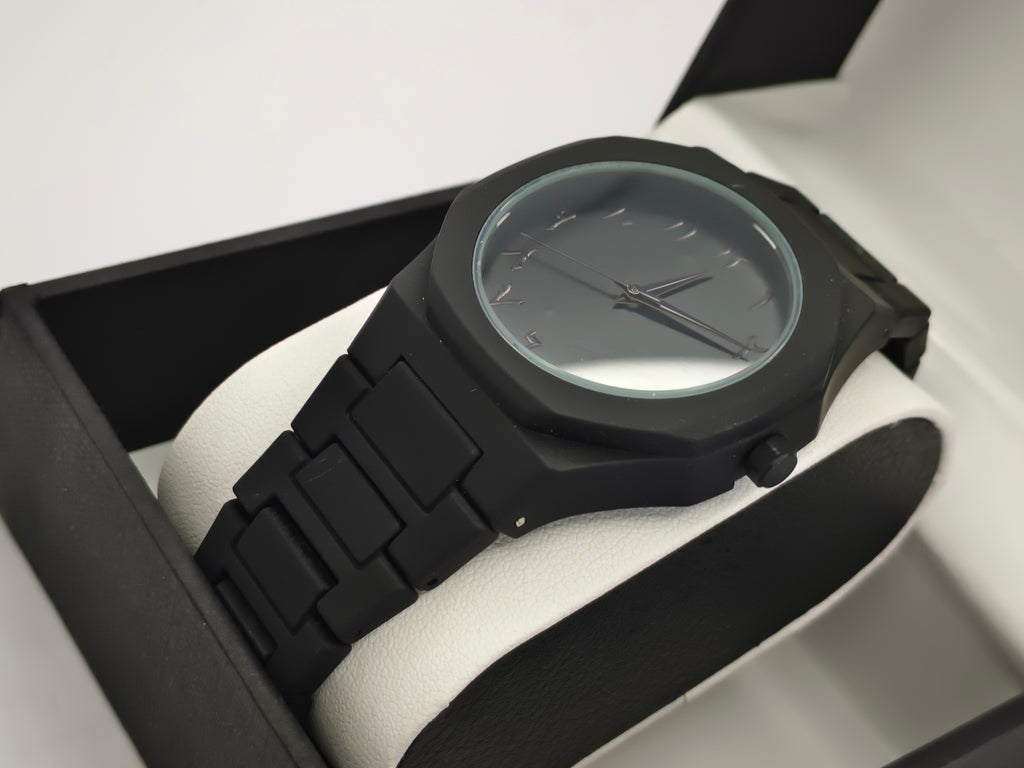Black Aura Black Fiber Strap Men’s Analog Watch with Arabic Numerals